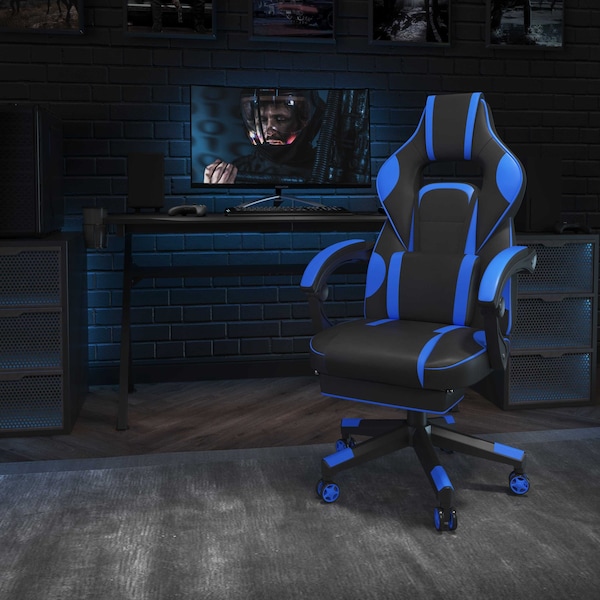 Flash Furniture Black/Blue Reclining Gaming Chair with Footrest CH-00288-BL-GG - main